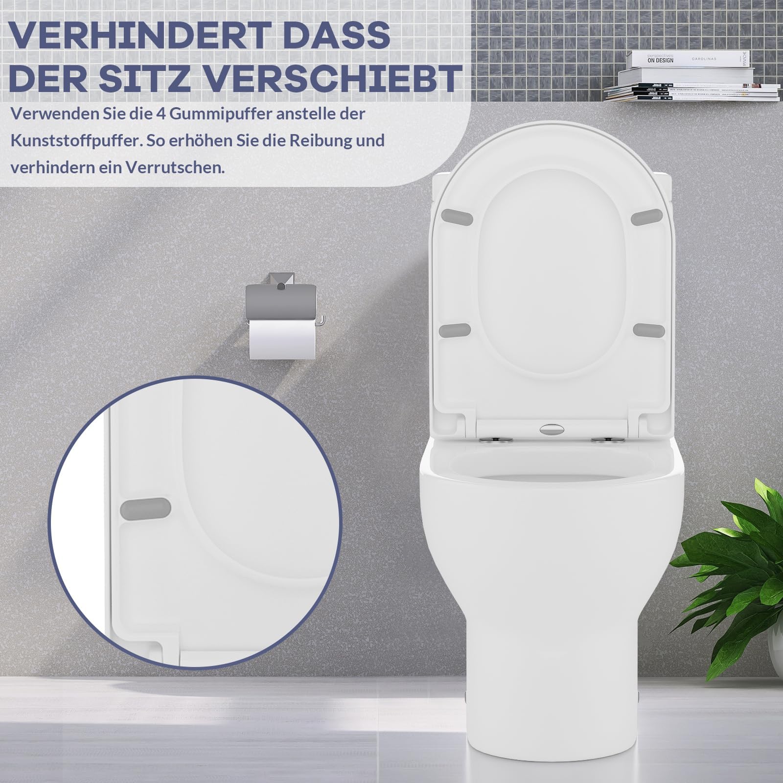 Garvee Asiento de Inodoro en Forma de Pequeña D Tapa de WC Universal de Duroplast con Cierre Suave y Liberación Rápida Bisagras Ajustables Antibacteriano Diseño Totalmente Envolvente Blanco