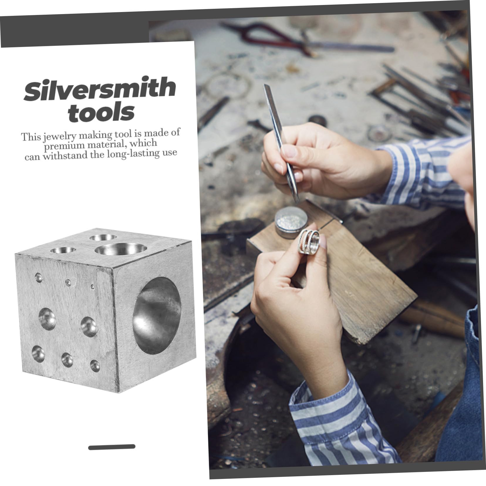 STOBAZA Herramienta para Fabricación de Joyas de Metal Duradero Bloque Dapping Multifuncional con Cavidades para Doming para DIY y Reparación de Anillos y Colgantes