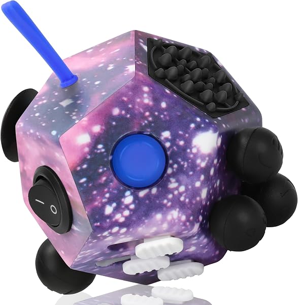 VCOSTORE Fidget Cube mit 12 Seiten, Infinity Cube Fidget Anti Stress Würfel Spielzeug für Erwachsene Kinder mit ADHS,ADD,ASD,ADHD - 1