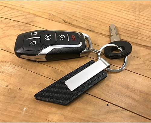 Miniatura 3 de Compatible con Ford F-150 2015 en fibra de carbono textura negro PU correa de cuero llavero