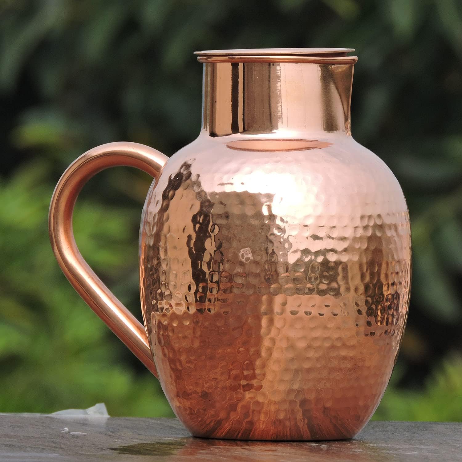 Pure Copper Water Jug with Bowl, Heavy Duty Copper Pitcher for Ayurveda