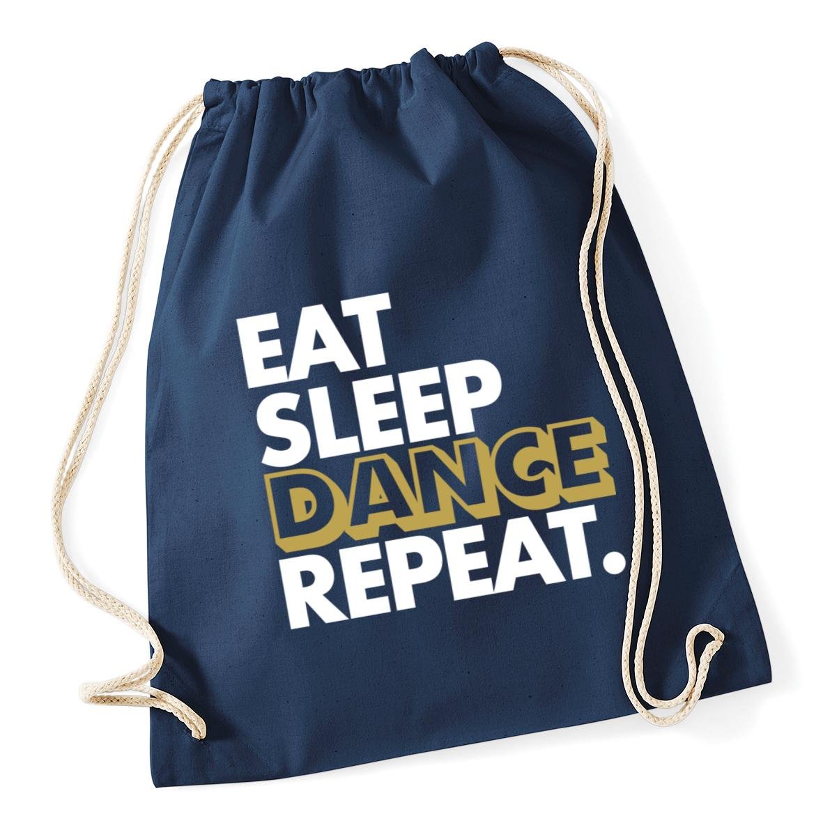 Hippowarehouse Eat Sleep Dance Repeat Drawstring Cotton School Gym Kid Bag Sack 37cm x 46cm, 12 litres — image 1