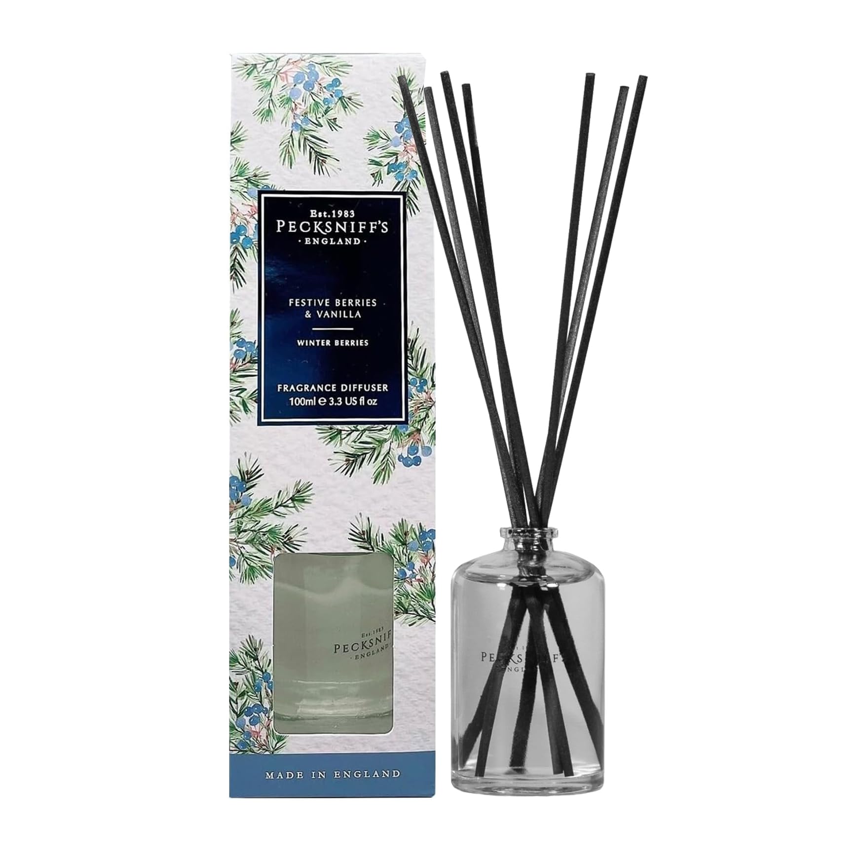 Pecksniffs Festive Berries and Vanilla Diffuser | 100ml/3.38 Fl Oz