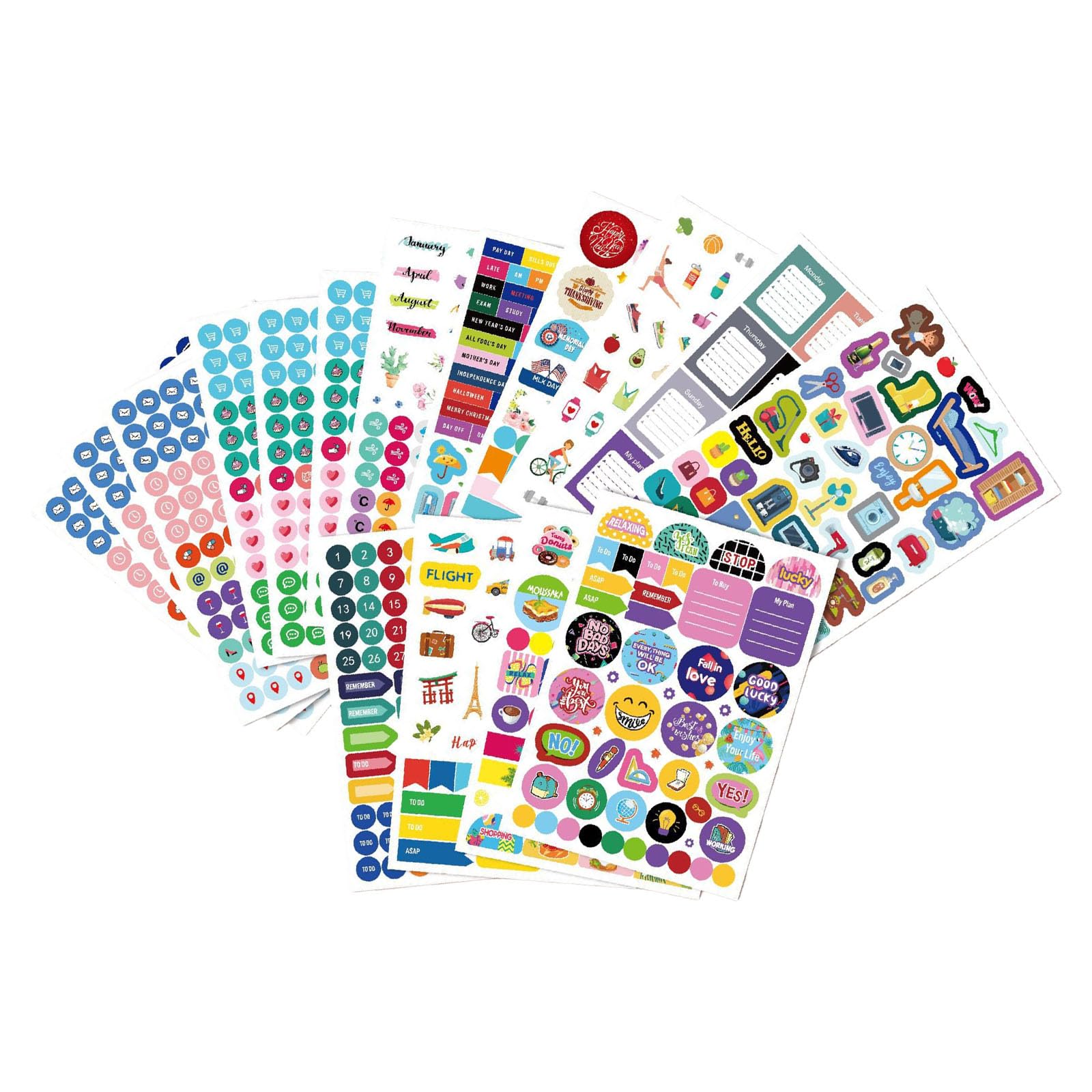 16 Sheets Daily Calendar Stickers, Holiday Seasonal Decor for Planners and Journaling Planner Stickers Set