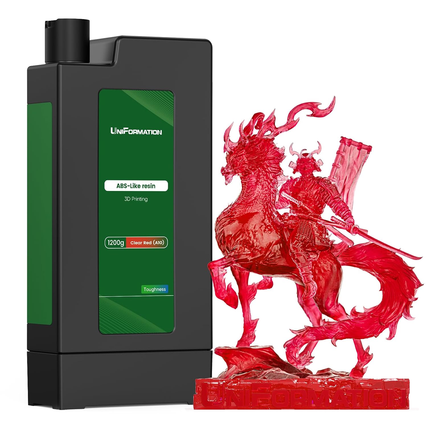 Boxed ABS Like Resin Hard Tough 3D Printer Resin Photopolymer UV Curing 3D Resin Liquid with High Precision Suit for GK3 Ultra SLA/LCD/DLP Printing Functional Mechanical Print Clear Red 1.2KG