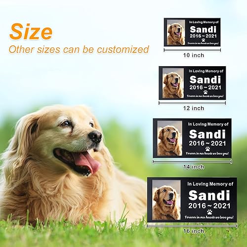 Miniatura 5 de MORIDA Piedra sepulcral para mascotas para perros o gatos con placa grabada, piedra conmemorativa para césped y jardín, nombre personalizado y