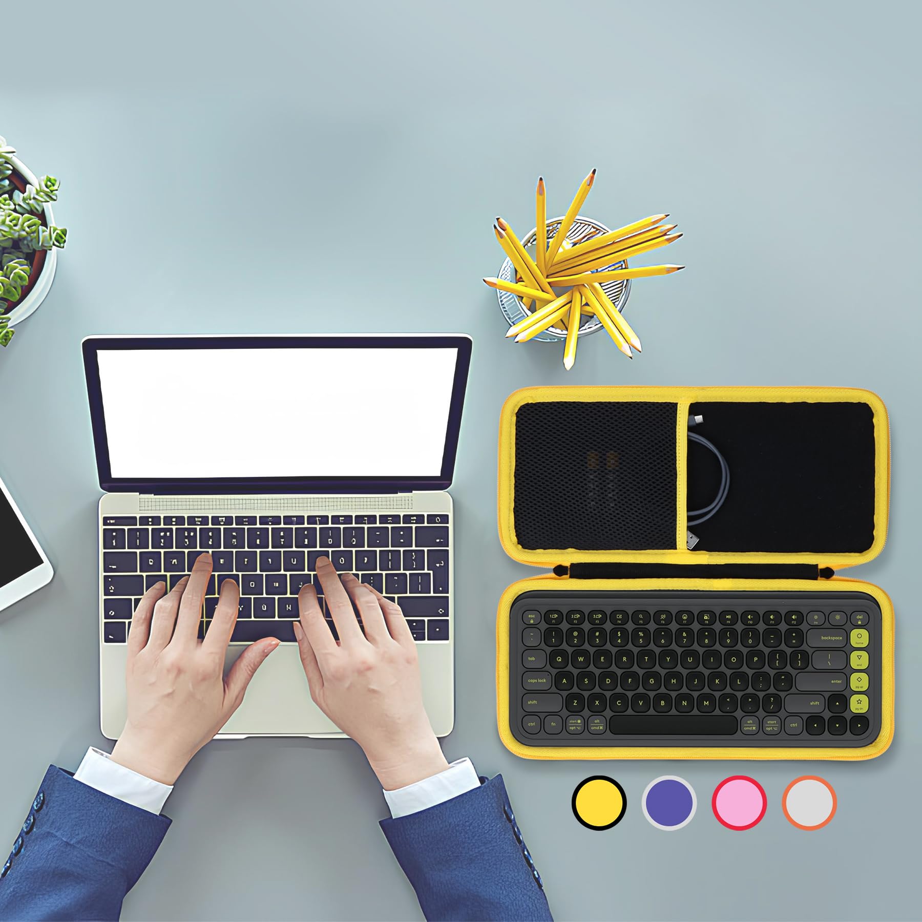 Lebakort Solidny etui kompatybilny z klawiaturą Logitech POP ICON KEYS (różowa obudowa)