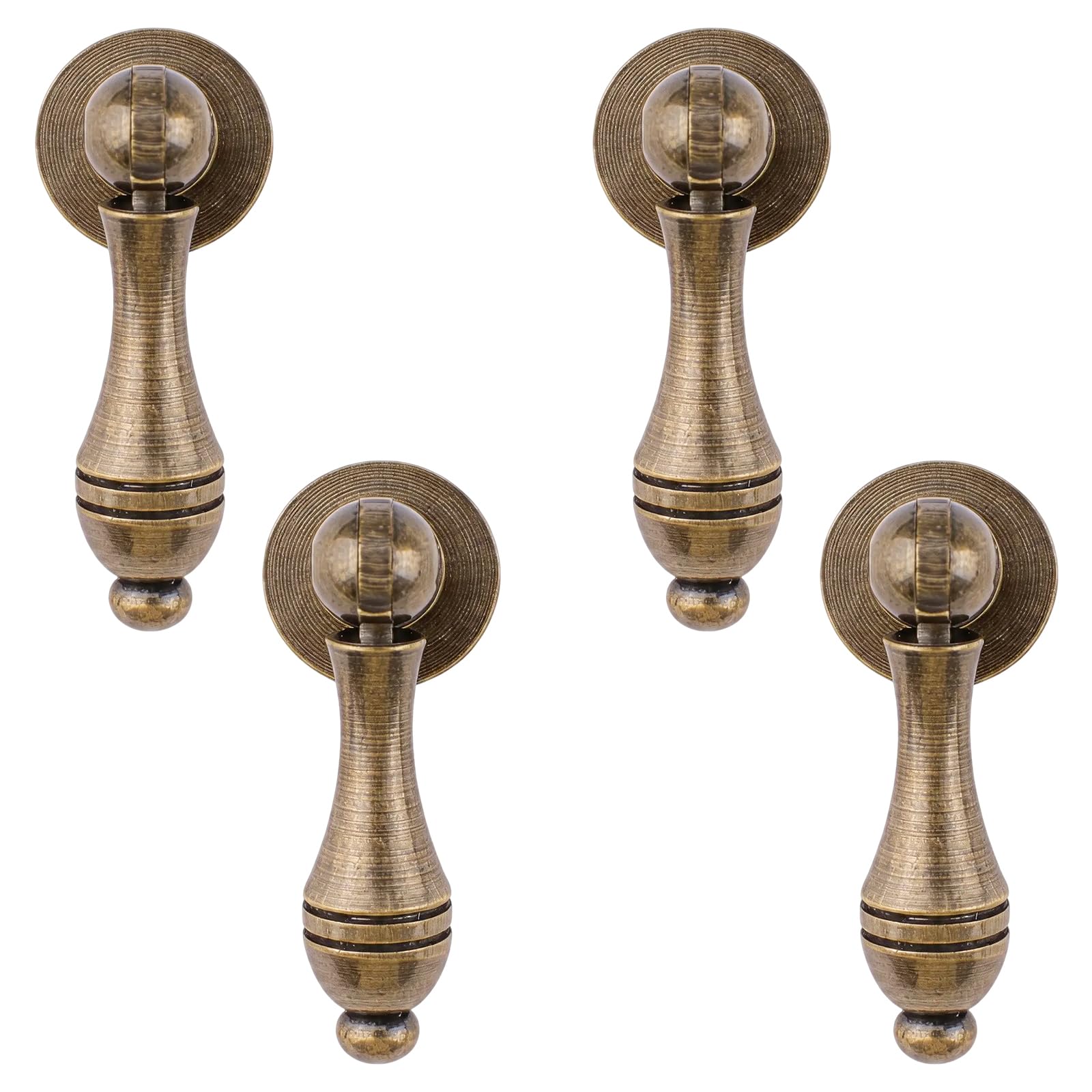 MOROBOR 4Pcs Gourd-Shaped Cabinet Pulls, Brass Pendant Drawer Handles Single Hole Handle with Mounting Screws for Wardrobe Cupboard Drawer Door Furniture Decorative/Bronze