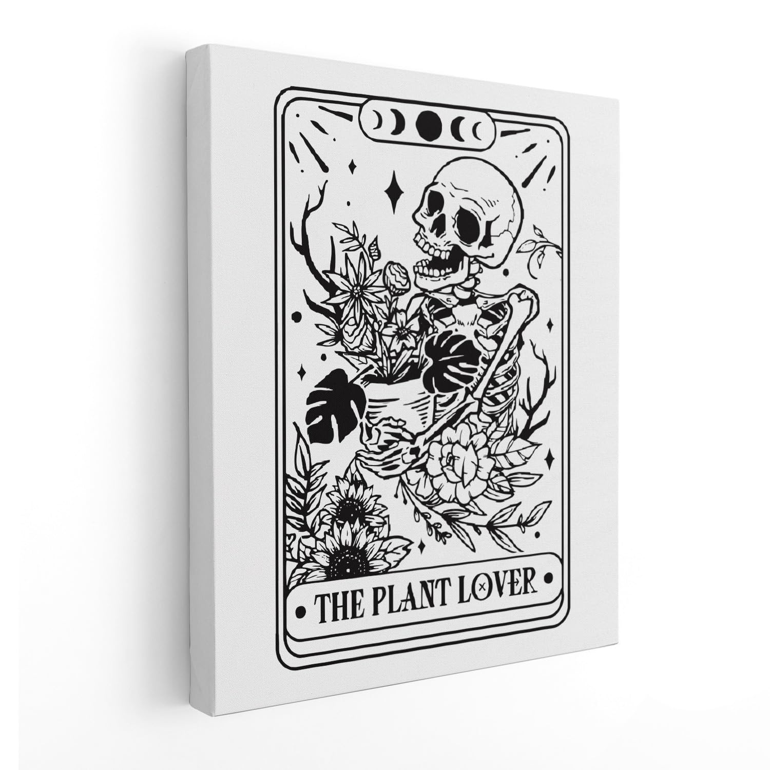 APJYM the Plant Lover Gothic Skeleton Tarot Card Wall Art, Plant Lover Mom Lady Gifts, Witchy Botanical Floral Canvas Wall Art for Home Bedroom Living