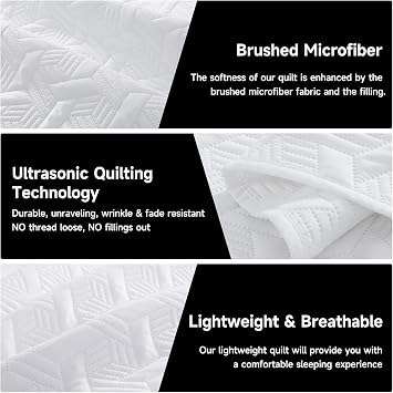 Lavsiry White Oversized California Cal King Size Quilt Bedding Set with Pillow Shams, Summer Lightweight Bedspread Coverlet, Soft Quilted Blanket Thin Comforter for All Seasons