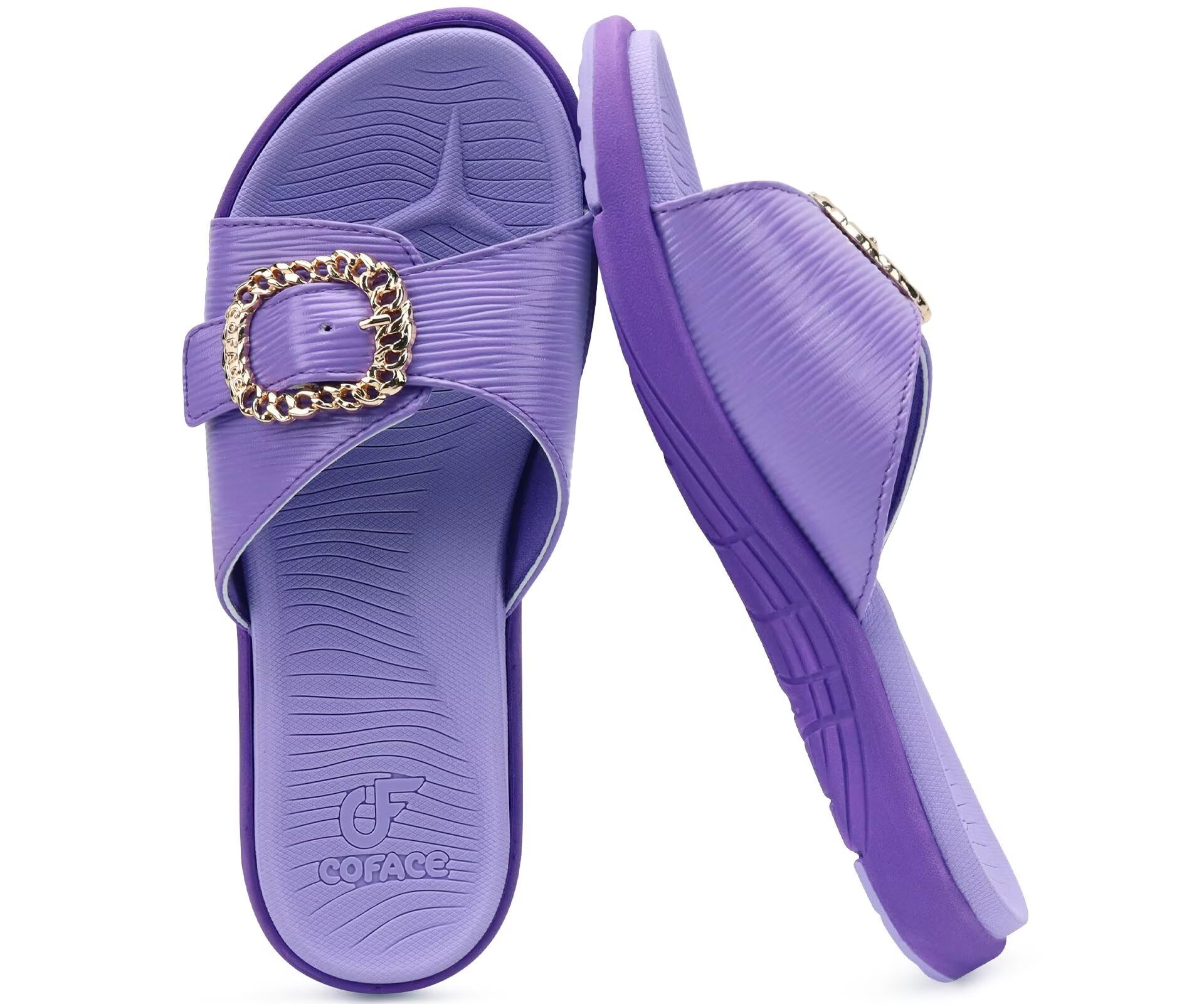 COFACE Womens Dressy Orthotic Slides Lightweight Yoga Mat Thick Cushion Recovery Walking Sandals Adjustable Slip On Slippers with Comfortable Plantar