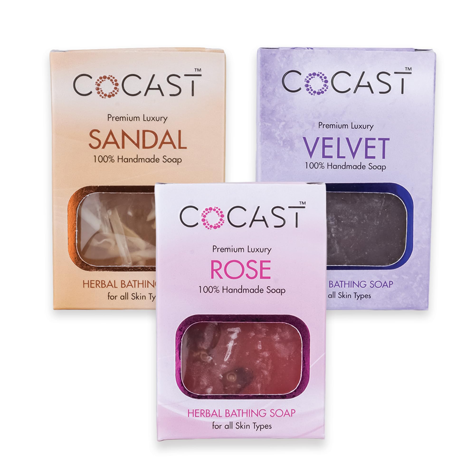 Premium Luxury Herbal Bathing Soap Bar | Rose, Sandal & Velvet | Handmade Herbal Soaps for Daily Cleansing | All Skin Types - 100g Pack of 3