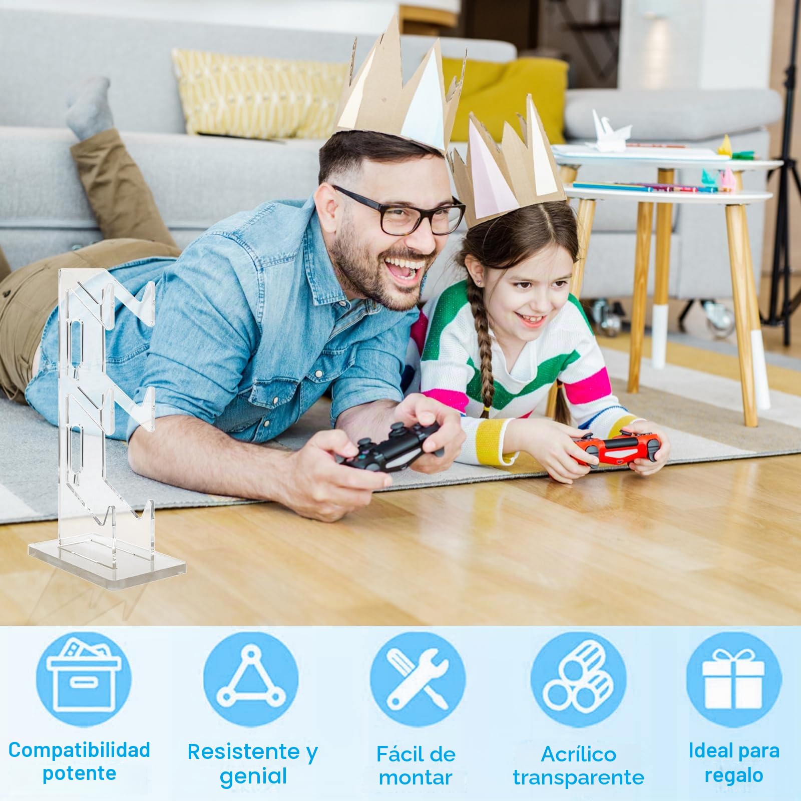 Nizirioo Soporte acrílico de 3 capas para controladores Xbox One, Switch, PS4, PS5 y auriculares, universal, diseño estable, fácil