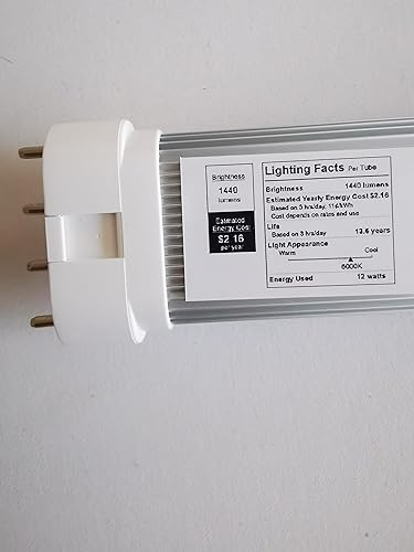 Miniatura 5 de Paquete de 2 bombillas LED 2G11 con base de 4 pines, Lustale, tubo de luz LED 2G11, repuesto de iluminación fluorescente compacta (quitar o derivar