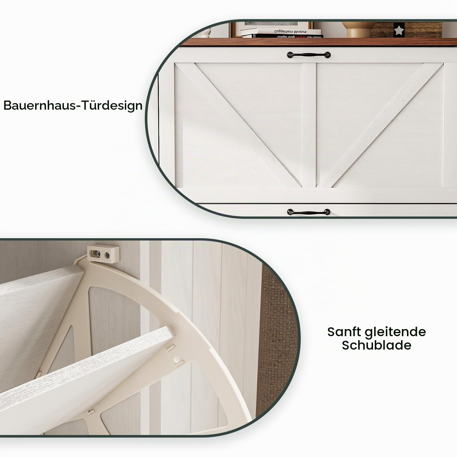 Smart FENDEE Schuhschrank, Schuhschrank für den Eingangsbereich, mit 2 Klappschubladen, schmaler Bauernhaus-Schuh-Organizer-Schrank, schmaler Schuhregal, Weiß