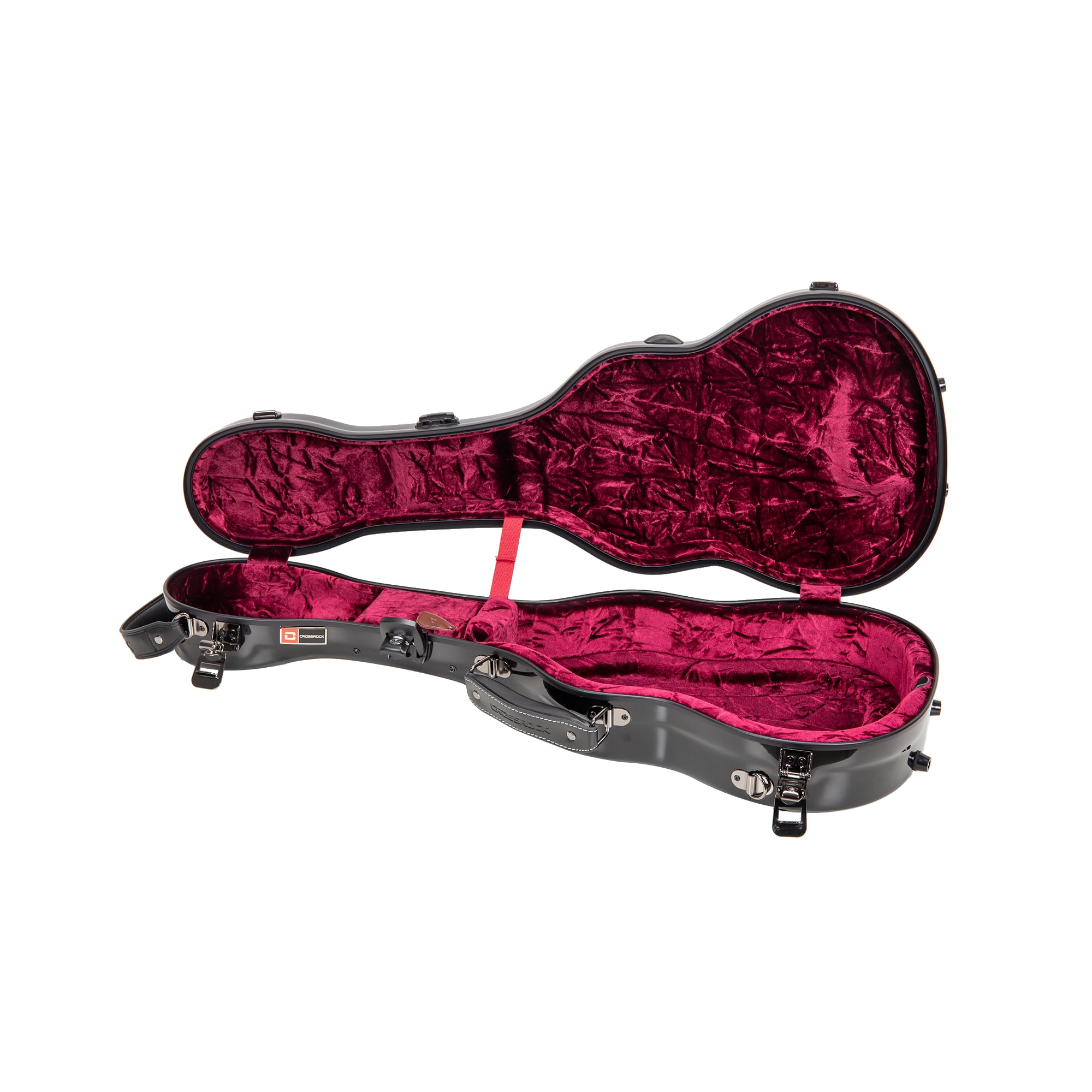 Crossrock Tenor Ukulele Case, Fits Up to 27 Inches | 100% Fiberglass Hardshell with Brand Latches, TSA Lock, Accessory Compartment, and Detachable Straps-Black (CRF2030TUBK)