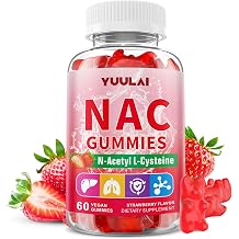 NAC Gummies for Adults & Kids, 1000mg N-Acetyl Cysteine Supplement for Antioxidants & Immune Support, Sugar-Free, Vegan, Strawberry Flavor, 60 Count