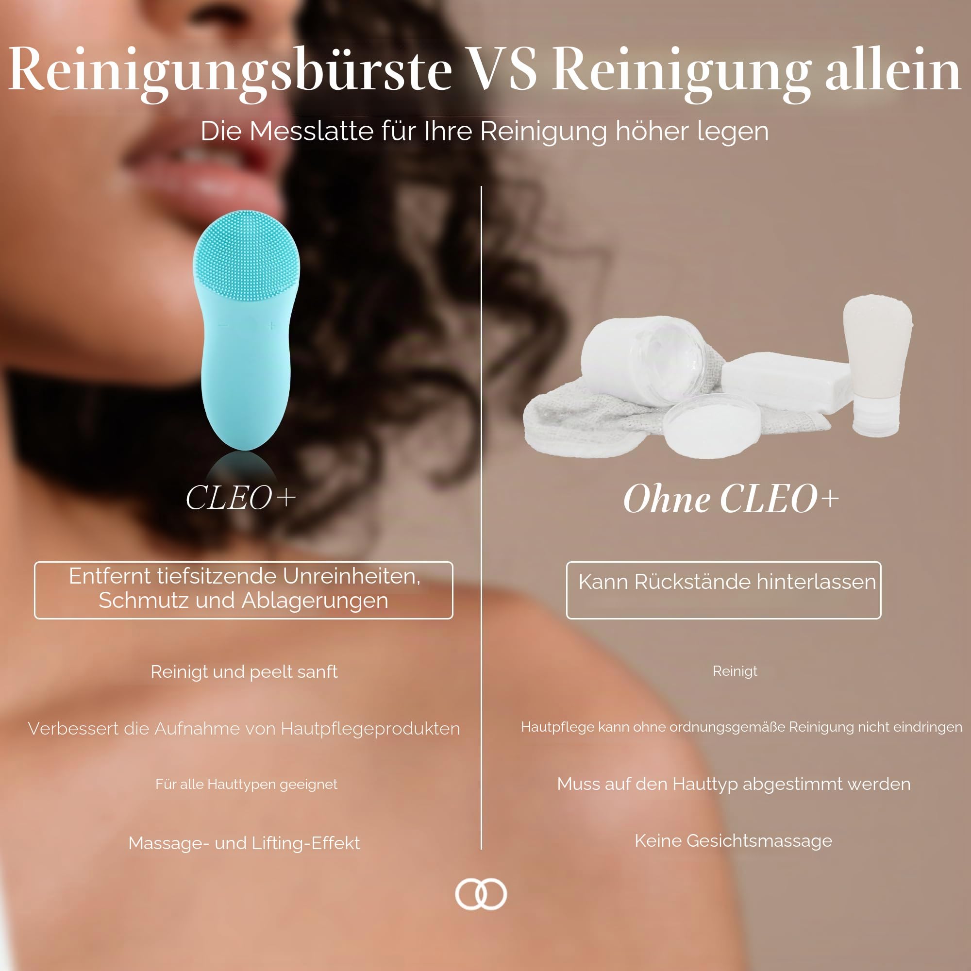 Project E Beauty CLEO + Sonic Gesichtsreiniger | Wasserdichte Silikon-Tiefenreinigungs-Peelingbürste USB Wiederaufladbare kabellose tragbare Gesichtsreinigungs-Hautpflegegerät