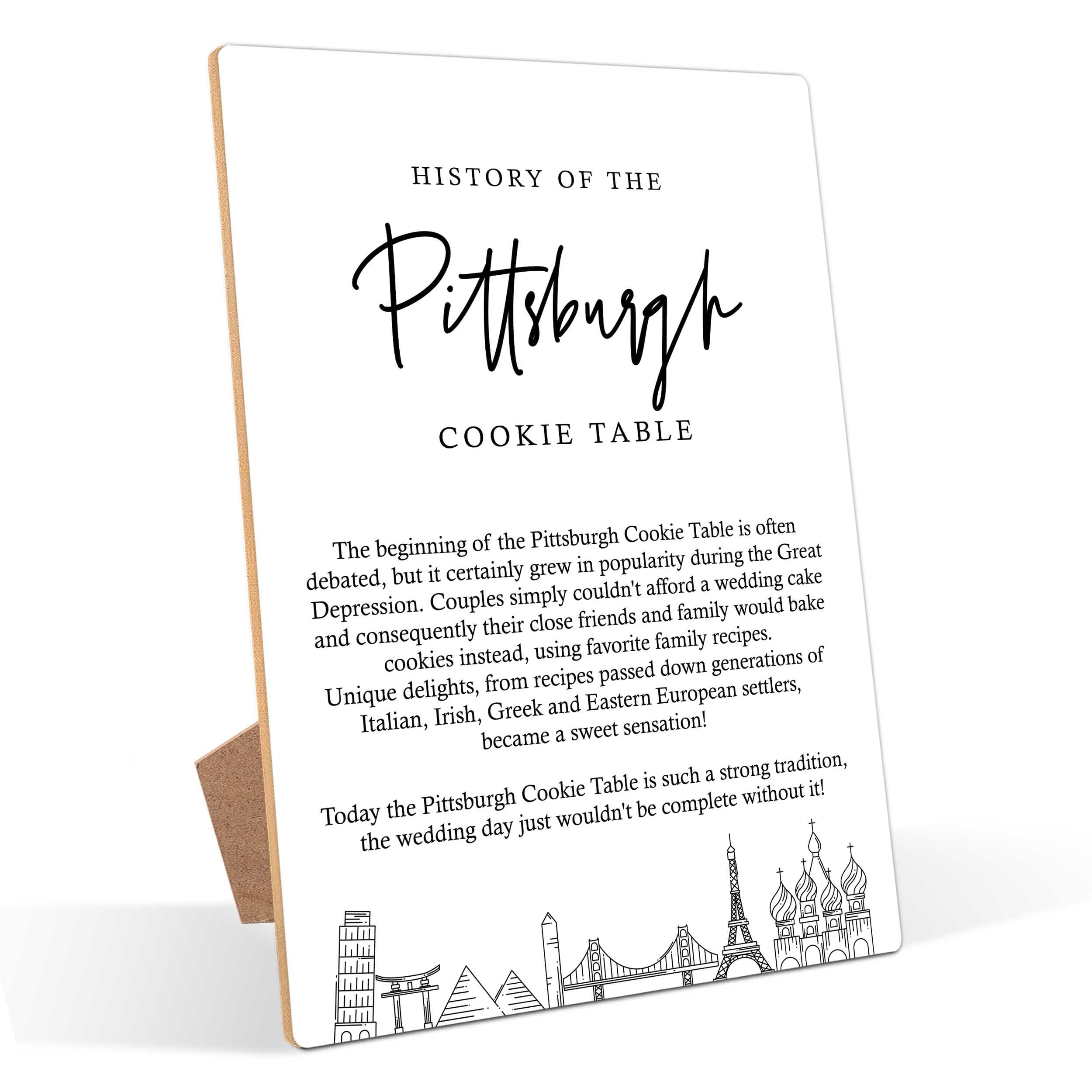 Pittsburgh Cookies Table Sign, Dessert Table Sign, Minimalist White Wood Decor, Wedding Accessories for Reception, Party Supplies And Decorations for