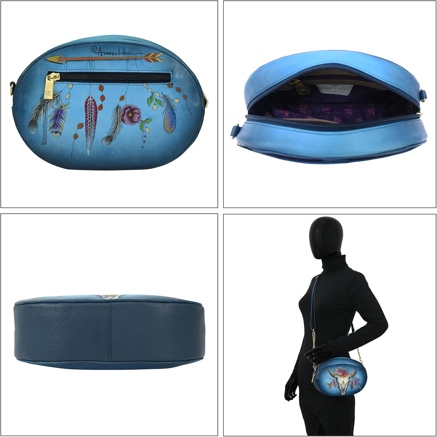 Anuschka Crossbody Bag, Women’s Hand-Painted Genuine Leather Handbag