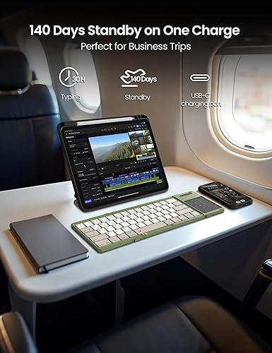 Miniatura 9 de Nillkin Teclado de viaje plegable con panel táctil y teclado numérico, Bluetooth inalámbrico portátil plegable teclado de tamaño completo con
