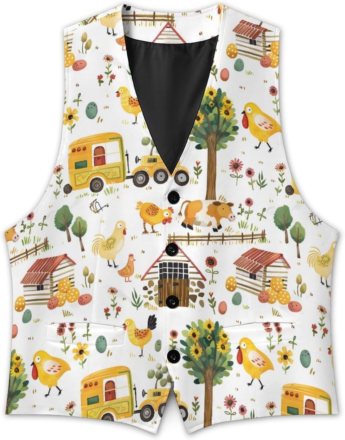 Farm Animals Novelty Men's Suit Vest Casual Formal Dress Vests Business Waistcoat