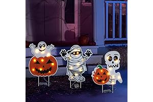 Halloween Lighted Yard Decorations UP Ghost Pumpkin Yard Sign