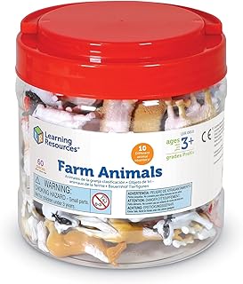Learning Resources Farm Animal Counters - 60 Pieces, Ages 3+ Toddler Learning Toys, Farm Animals Toys, Develops Counting and Matching Skills