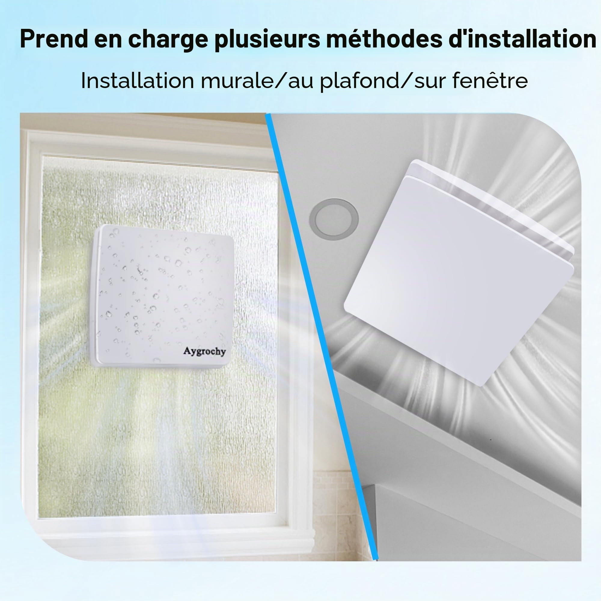 Aygrochy Ventilateur Extracteur d'Air 100mm Silencieux, VMC Salle de Bain avec Clapet Anti-Retour, Prise UE, Économe en Énergie, Pour Salle de Bain, Cuisine, Bureau, WC, Garage