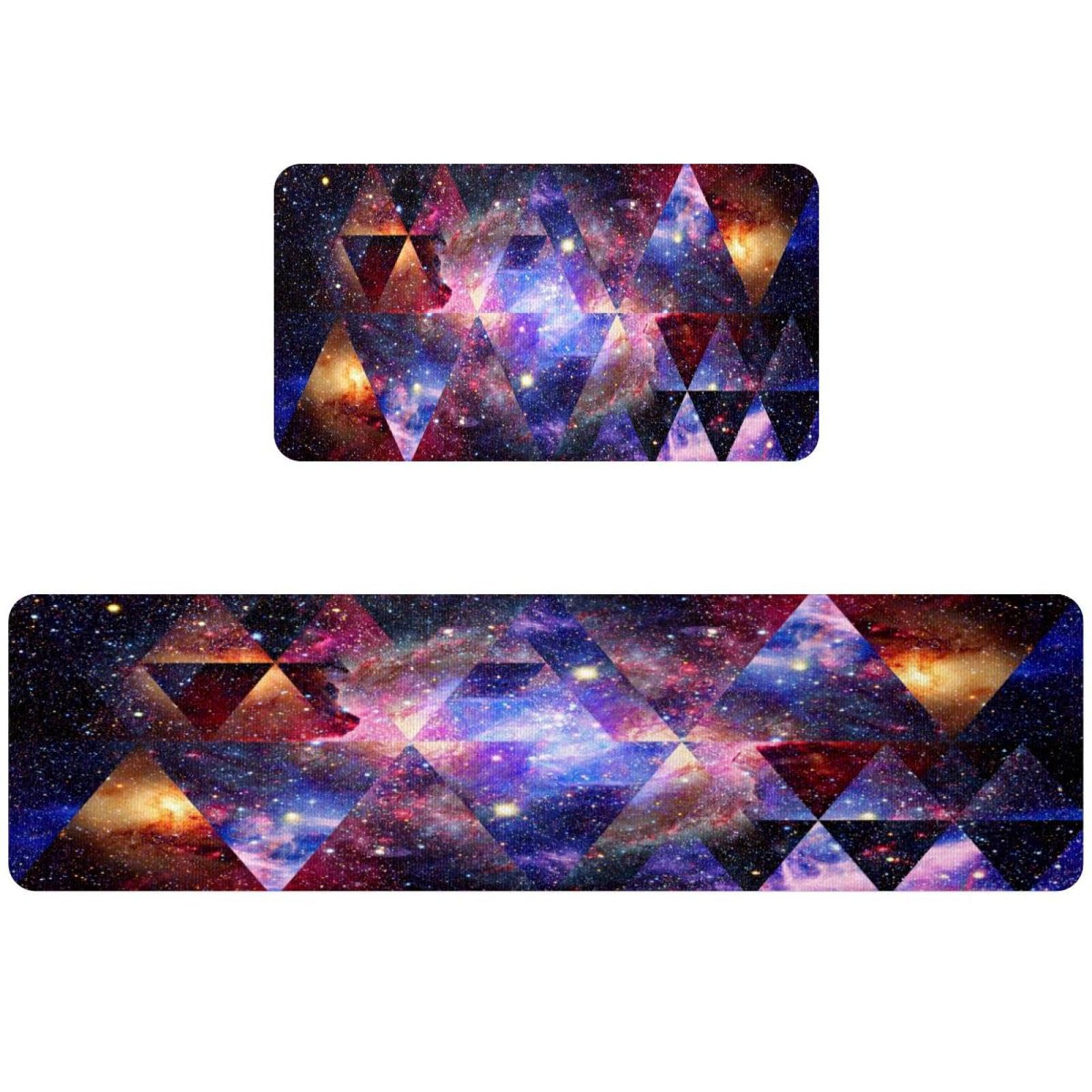 Tapis de cuisine pour couloir et buanderie motif nébuleuse géométrique