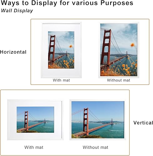 Vista 99 de KINLINK Juego de 2 portarretratos de 6 x 8 pulgadas, marco de fotos de madera mate de 4 x 6 pulgadas con plexiglás para 4 x 6 con paspartú o 6 x 8
