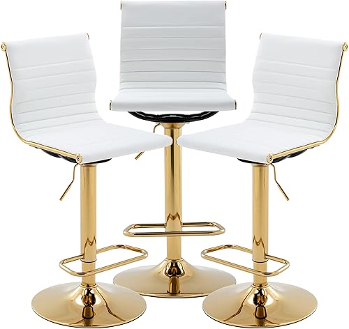 Miniatura 24 de chairus Juego de 2 taburetes de bar giratorios modernos, taburetes de bar ajustables con altura de mostrador, taburetes de piel sintética sin brazos