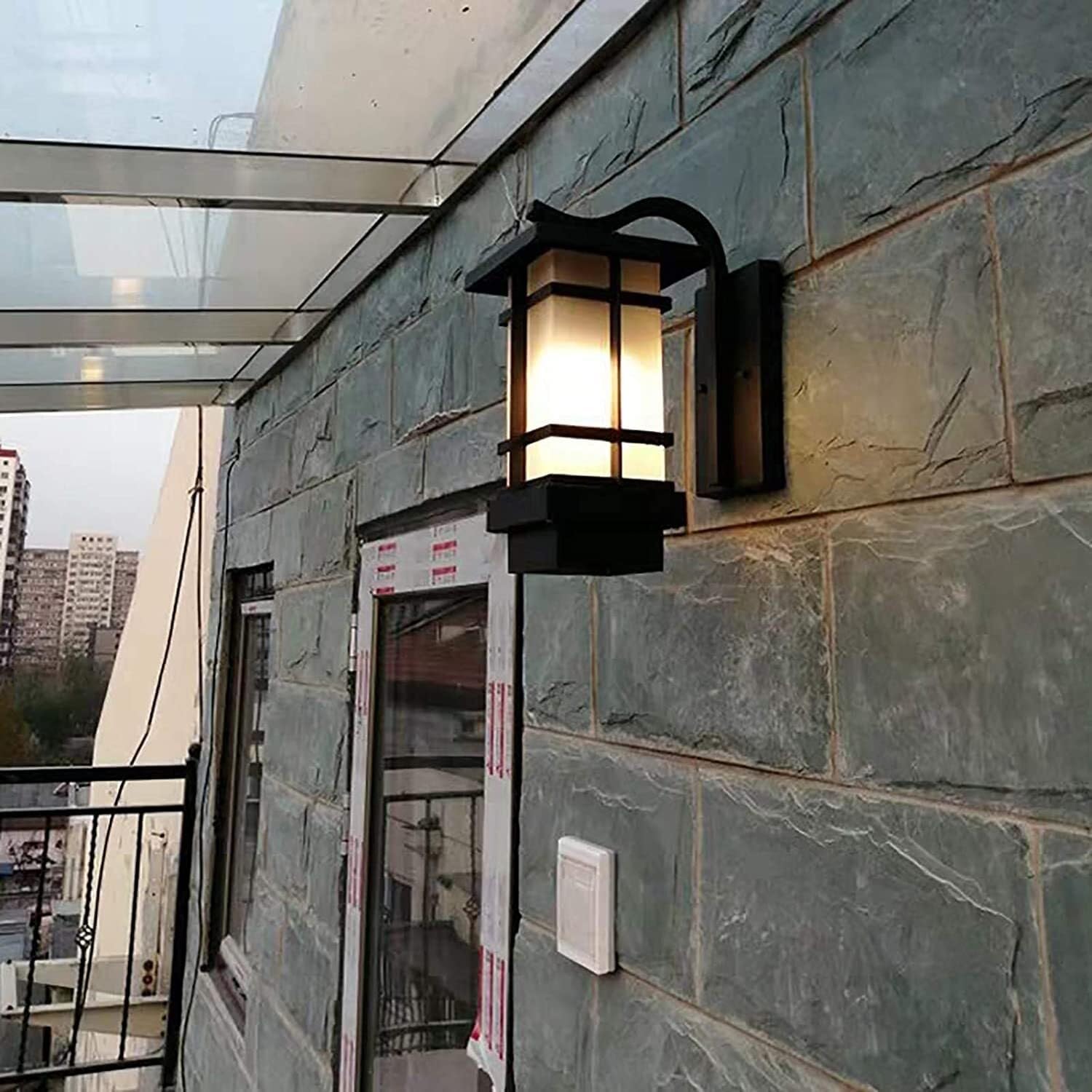 Lampa Ogrodowa,Lampy Wodoodporna Zewnętrzna Lampa Ścienna Metalowa Kinkiet Szklany Klosz E27 Zewnętrzna Lampa Ścienna Do Garażu, Ogrodu, Patio, Drzwi Oprawa Ogrodowa