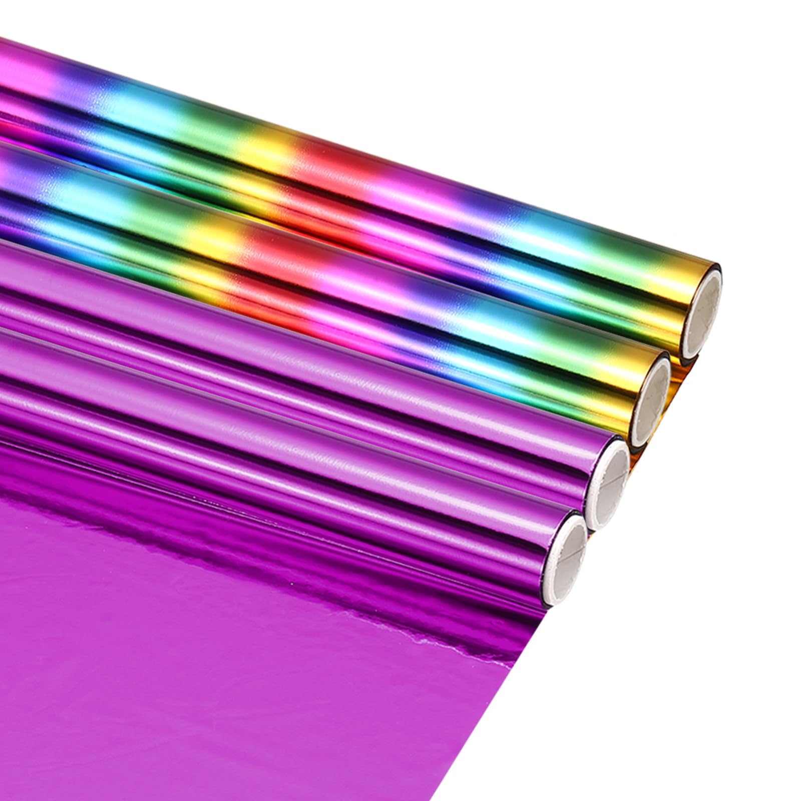 sourcing map 2Pcs Pink Purple/Multicolor Hot Stamping Heat-Activated Foil Roll Sparkling Metallic Laser Toner Transfer Decor Sheets, Use with Hot Foil Pens for DIY Craft Decor, 6" W x 10ft L