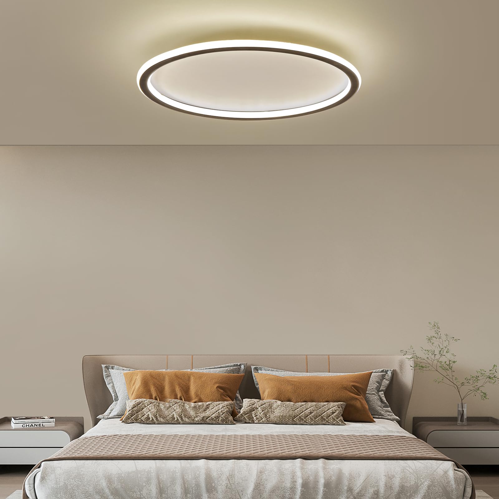 Mikeru Deckenlampe Schlafzimmer, 40cm LED Deckenleuchte Rund Ring Warmweiße Deckenleuchte Badezimmer Lampe Decke 3000K Ohne Fernbedienung für Wohnzimmer, Küche und Dachboden