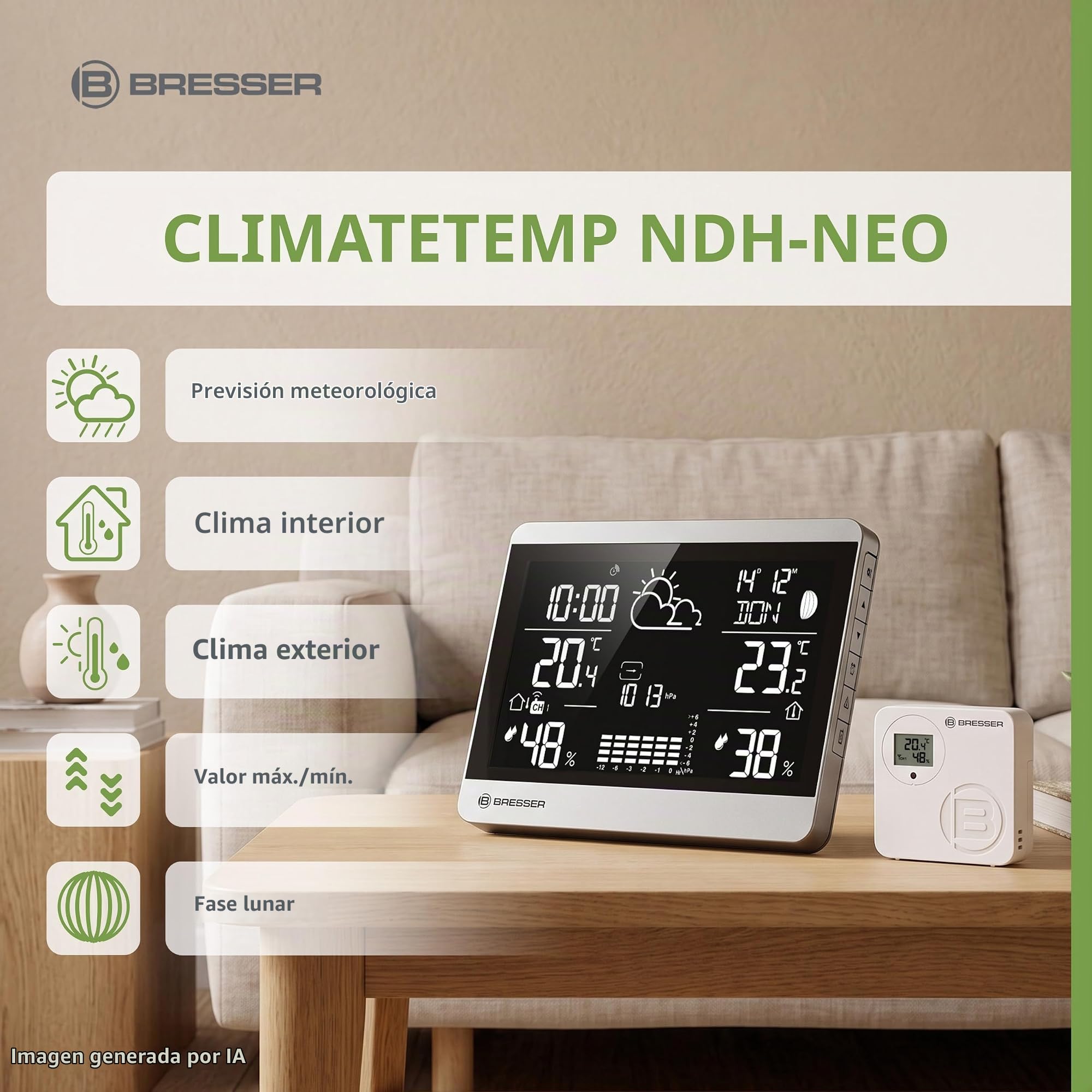BRESSER Estación Meteorológica Inalámbrica ClimateTemp NDH-NEO