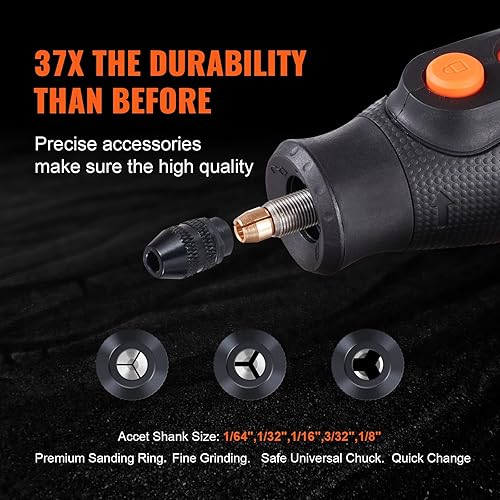 Miniatura 3 de VEVOR Kit de herramientas rotativas de 4 V, mini herramienta grabadora recargable de 5 velocidades variables con cubierta protectora de pulido de