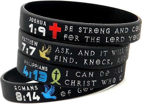 Miniatura 2 de Inkstone Symbols of Faith Pulseras de la Biblia con símbolos cristianos Escrituras Pulseras de goma de silicona