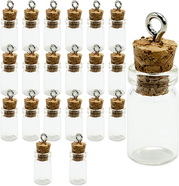 20 Pcs 0.5ml Small Mini Glass Bottles with Cork, Clear Spell Glass Jars with Cork Lids Miniature Glass Potion Bottles Wishing Glass DIY Bottles Stoppers Snuff Kit for DIY Arts Crafts Decoration