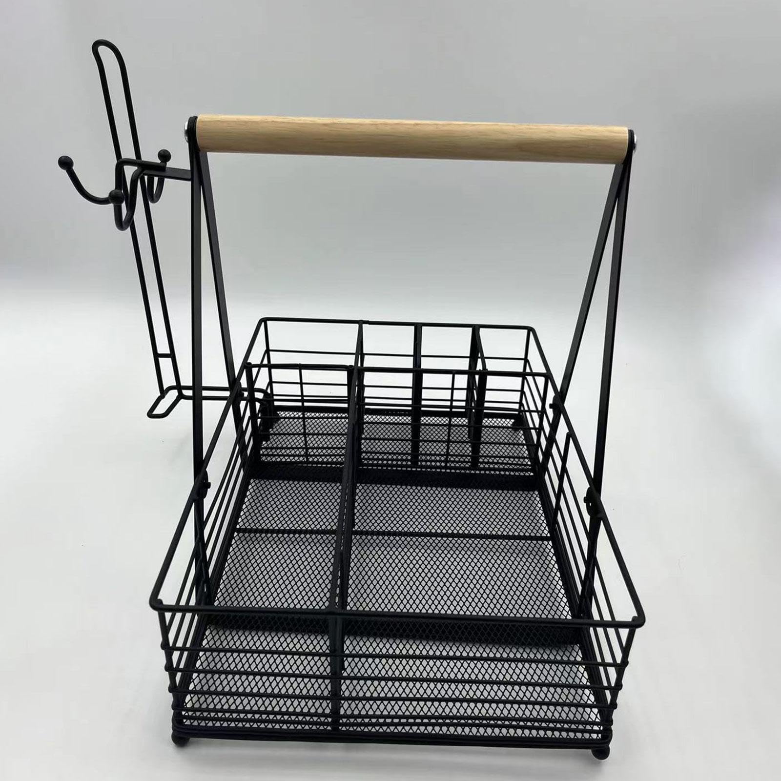 Organizador de Condimentos para Picnic Y Barbacoa con 6 Compartimentos Y Soporte para Utensilios.
