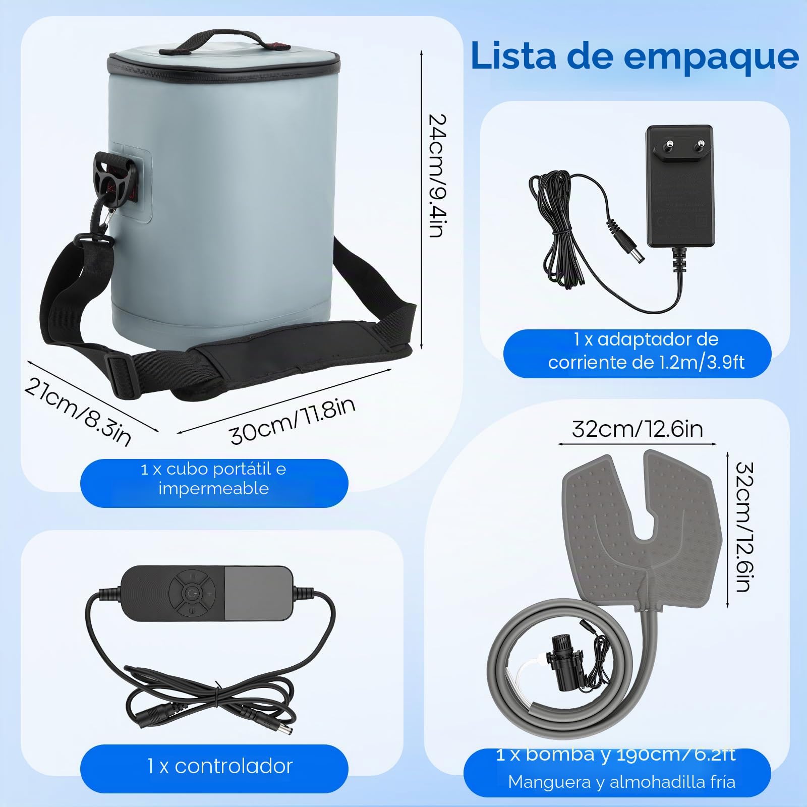 Máquina de terapia de frío con temporizador programable, manguito de refrigeración para rodillas, 14 l, máquina de hielo portátil para rodillas después de cirugías, reutilizable rodillera para espalda