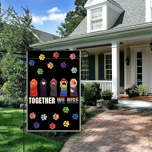 Miniatura 5 de Hafhue Bandera de bienvenida Together We Rise Lift Each Other Up para jardín, patio, decoración de granja al aire libre, impermeable, impresión de