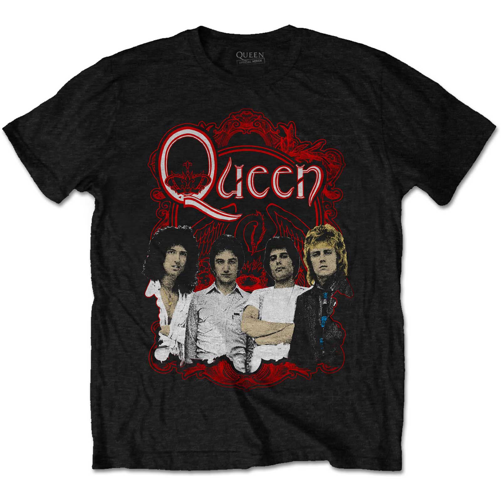 Queen T Shirt Ornate Crest Photo Band Logo Official Unisex Black XL