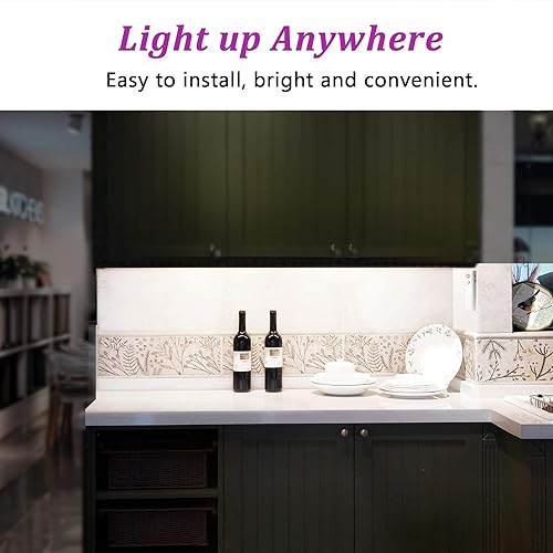 Miniatura 6 de WOBANE Tira de luz recargable con sensor de movimiento, luces LED para armario, escalera, despensa, debajo del mostrador, armario, armario, cama,