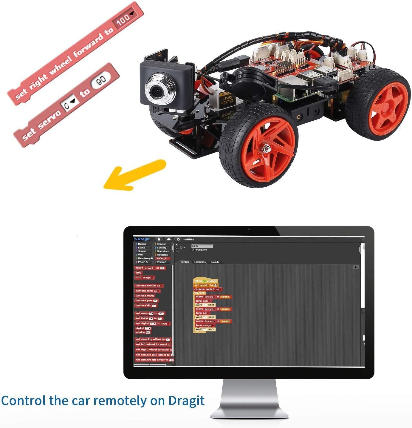 SunFounder Raspberry Pi Smart Robot Car Kit with RPi 4 Model B and SD