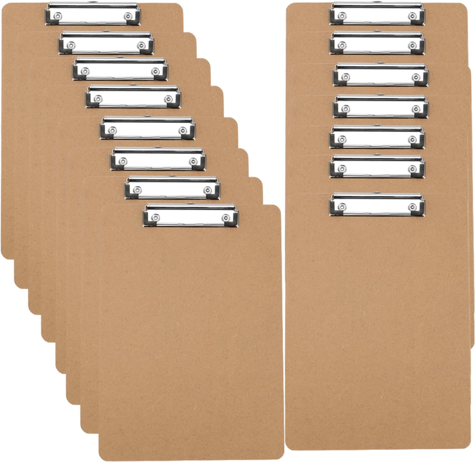 ZEONHEI 15 Pack A5 Clipboard, Hardboard Clip Boards, Wooden Clipboards with Hanging Hole and Low