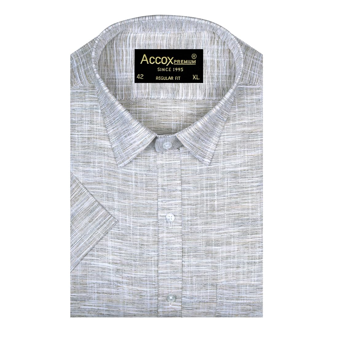 ACCOX Men's Breathable Cotton Linen Half Sleeves Plain Regular Fit Shirt (O_GCR478)