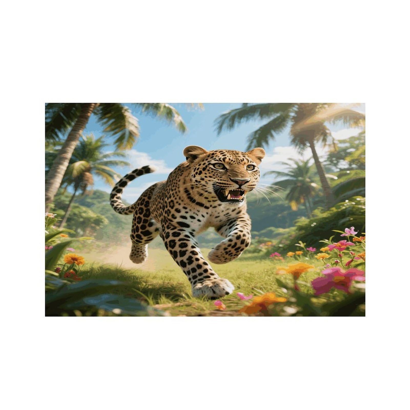 Tropical Cheetah Placemats Heat Resistant Non-Slip Place Mats Washable Wipeable Table Mat Kitchen Dining Table Decoration Placemats Indoor Outdoor Place Mats 17.7’’×11.8’’