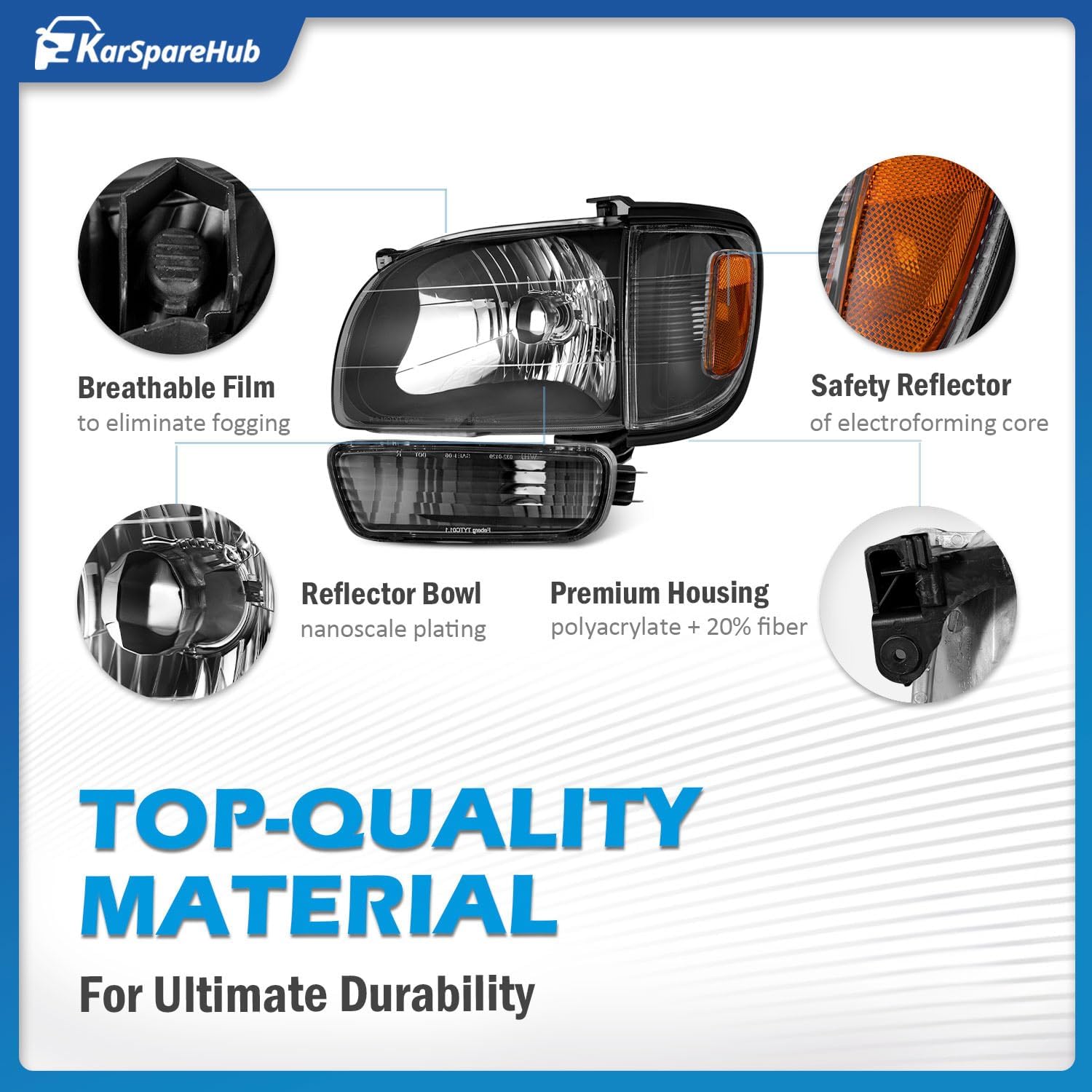 for 2001-2004 Toyota Tacoma Headlights Assembly for 01 02 03 04 Tacoma Headlight Replacement Corner Parking Signal Lights Bumper Light