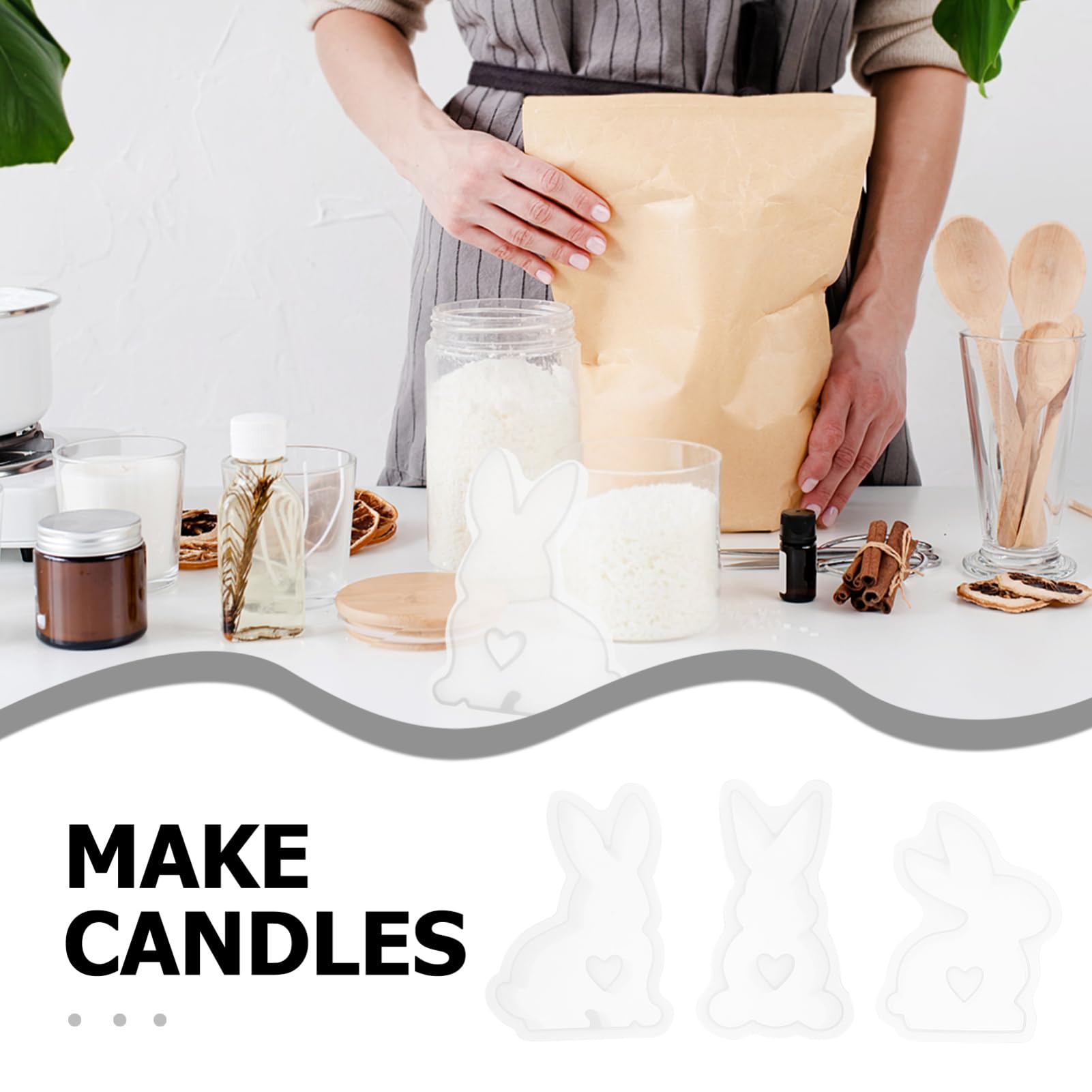Operitacx 18piezas Molde De Silicona Para Velas De Conejo Para Decoración De Pascua Velas Aromáticas y Manualidades Casa